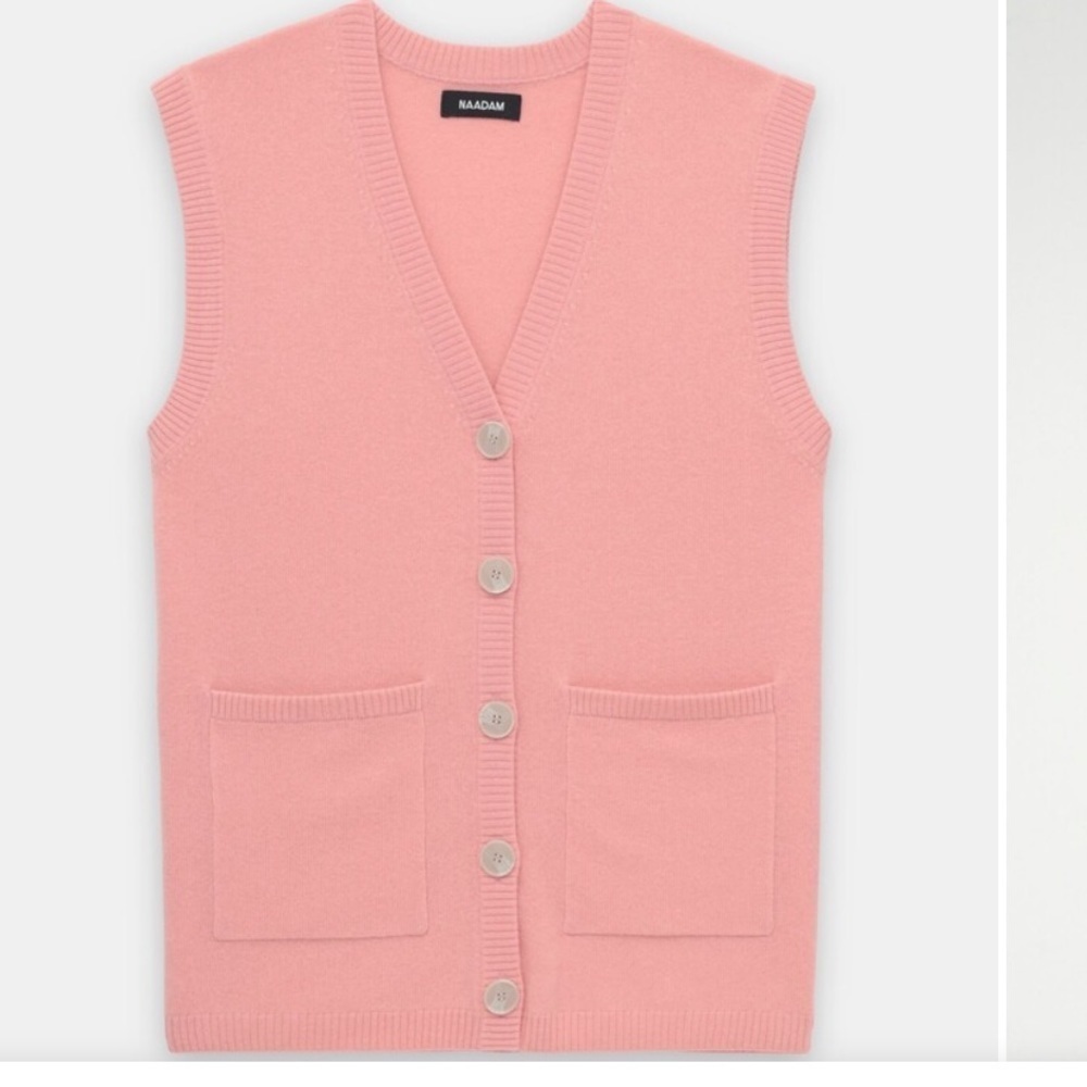 Naadam 100% Cashmere Pink Button Front Sweater Vest Small - Picture 6 of 13